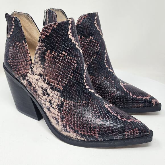 Vince Camuto Gigietta Python Bootie Women 8M Mauve Multi Brown
